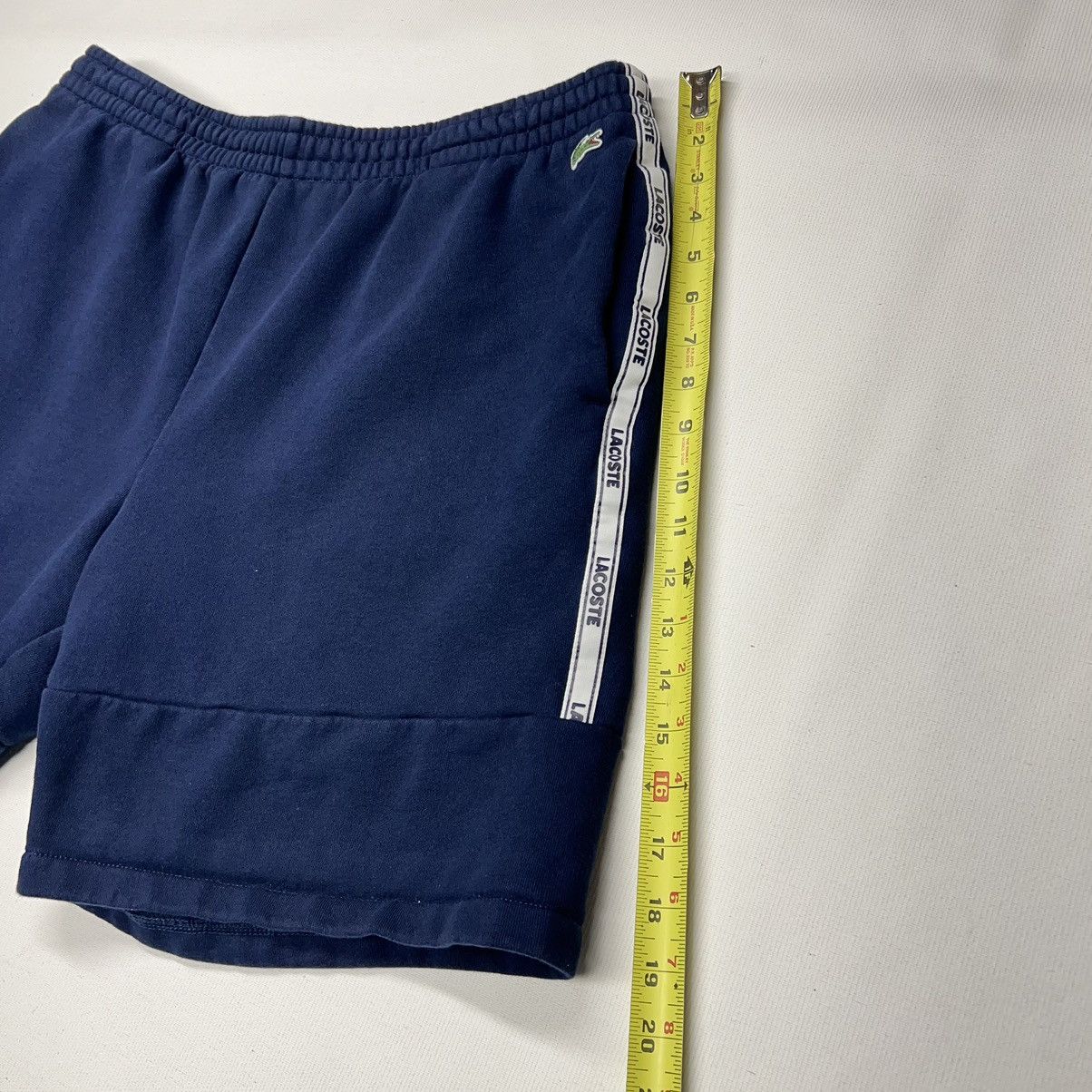 Lacoste Lacoste Sweat Shorts Blue Stripe Letter Logo Navy Drawstring Size US 36 / EU 52 - 15 Thumbnail