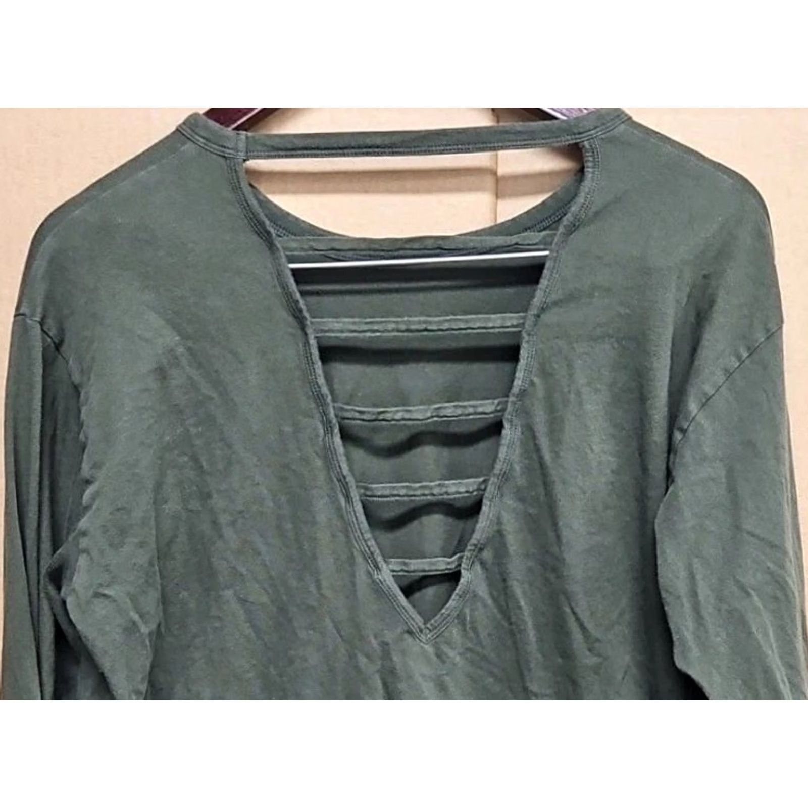 Vintage Victoria's Secret PINK Y2K Olive Green Long Sleeve Open Back Ladder Top Small Size L / US 10 / IT 46 - 4 Thumbnail