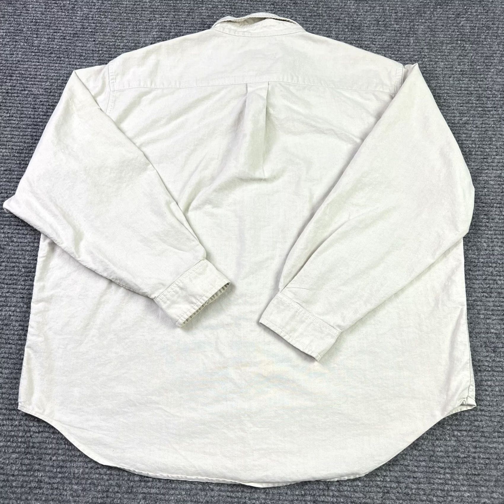 CO VINTAGE Polo Jeans Co Button Down Shirt Mens Adult Medium Embroidered RL Flag Logo Beige Size US 31 - 3 Thumbnail
