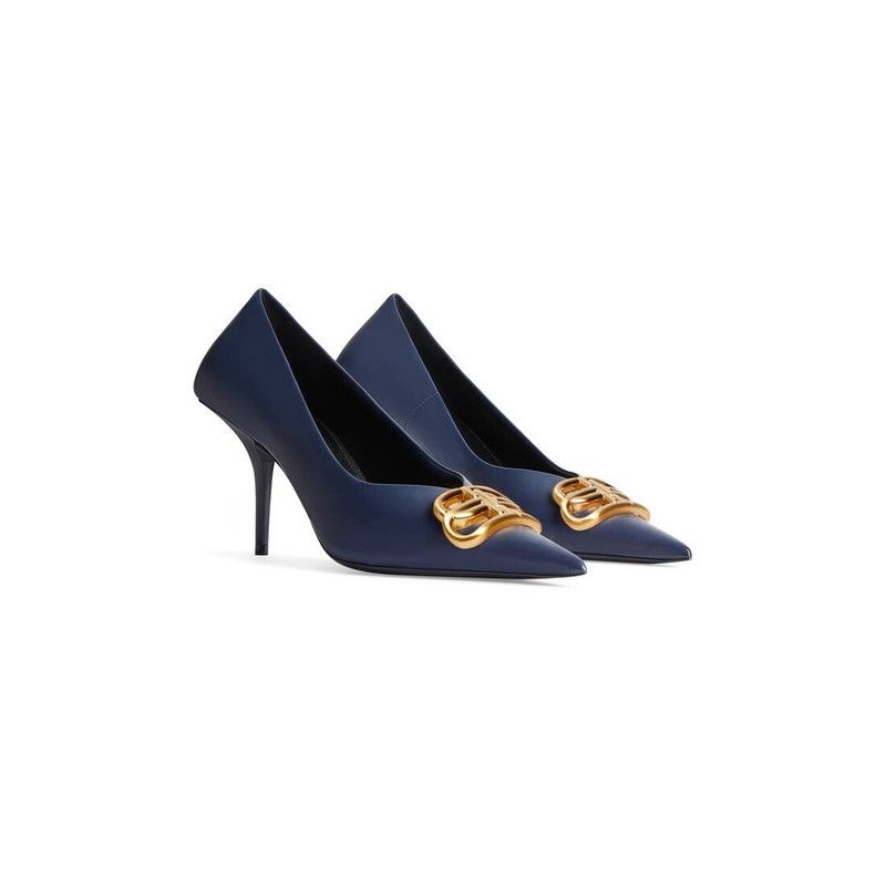 Balenciaga o1s1rm1225 Square Knife BB 80mm Pumps in Blue Size US 7 / IT 37 - 2 Thumbnail