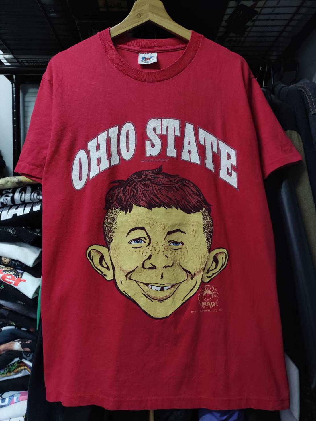 POP MAGAZINE Vtg 90's Mad Magazine Alfred E Neuman Ohio State USA T-Shirt Size US M / EU 48-50 / 2 - 2 Thumbnail