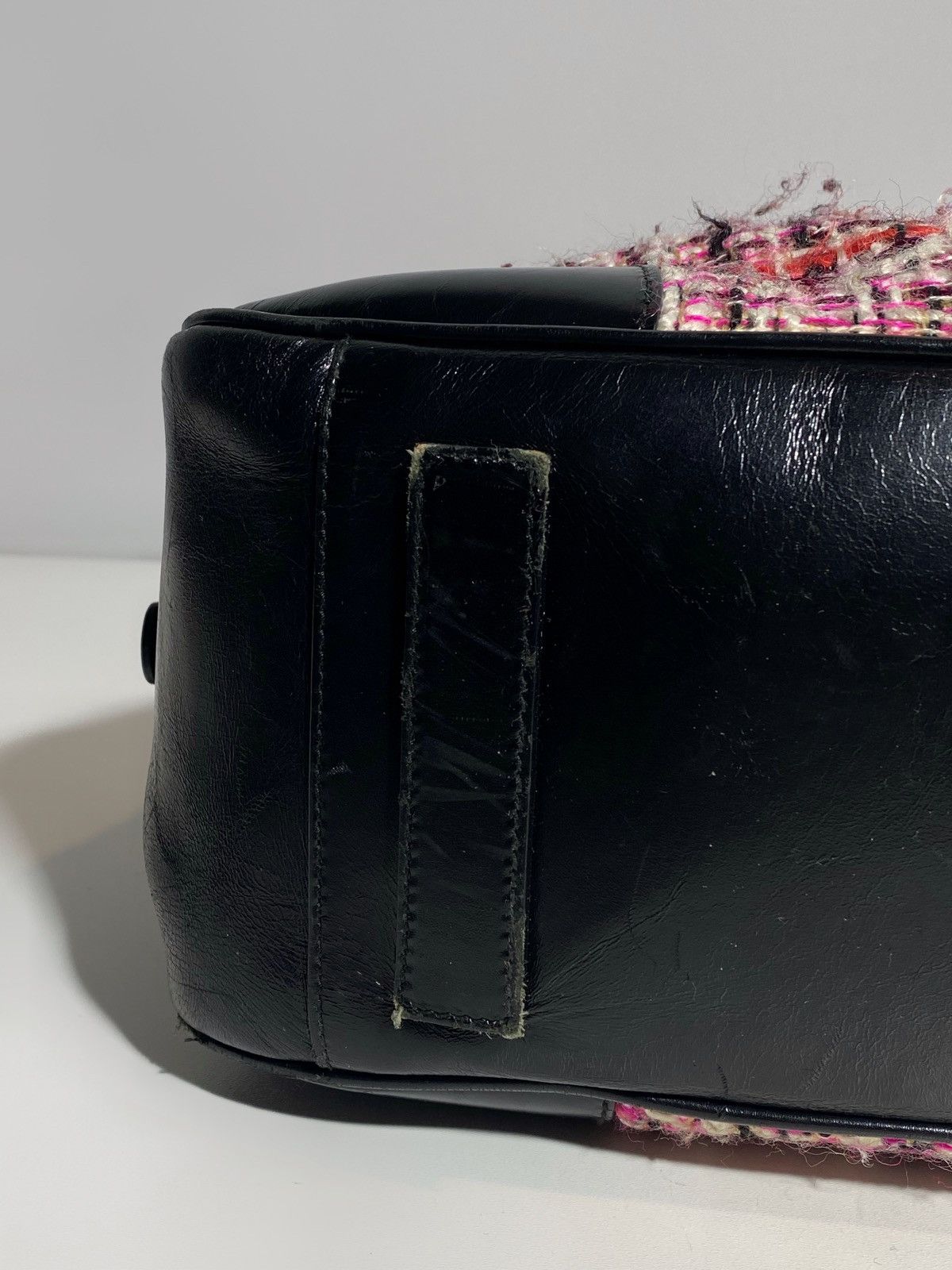 Prada Prada Boston Bag Triangle Logo Plate Tweed Size ONE SIZE - 16 Thumbnail