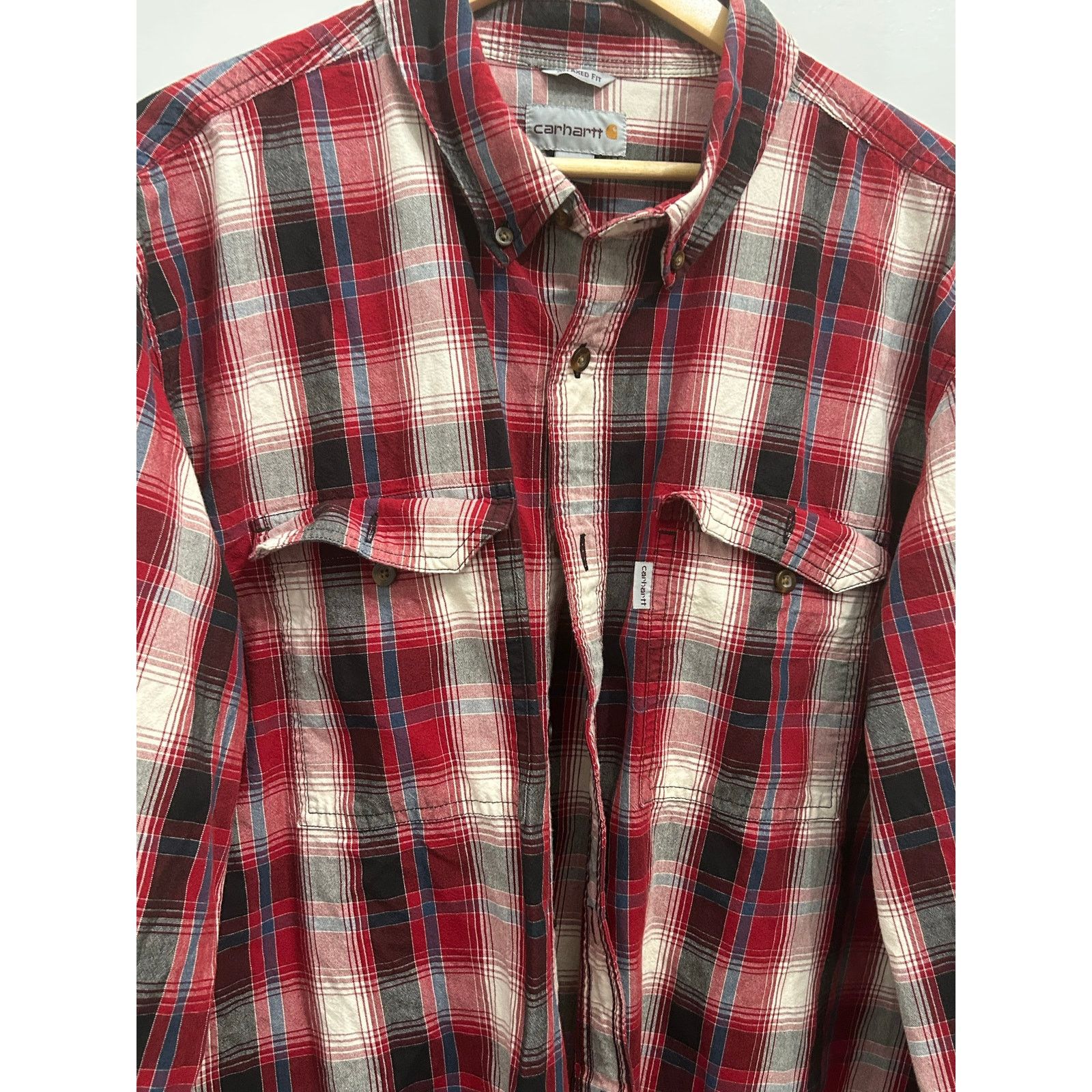 Carhartt Carhartt Red Plaid Relaxed Fit Flannel Shirt 2XL Size US XXL / EU 58 / 5 - 5 Thumbnail