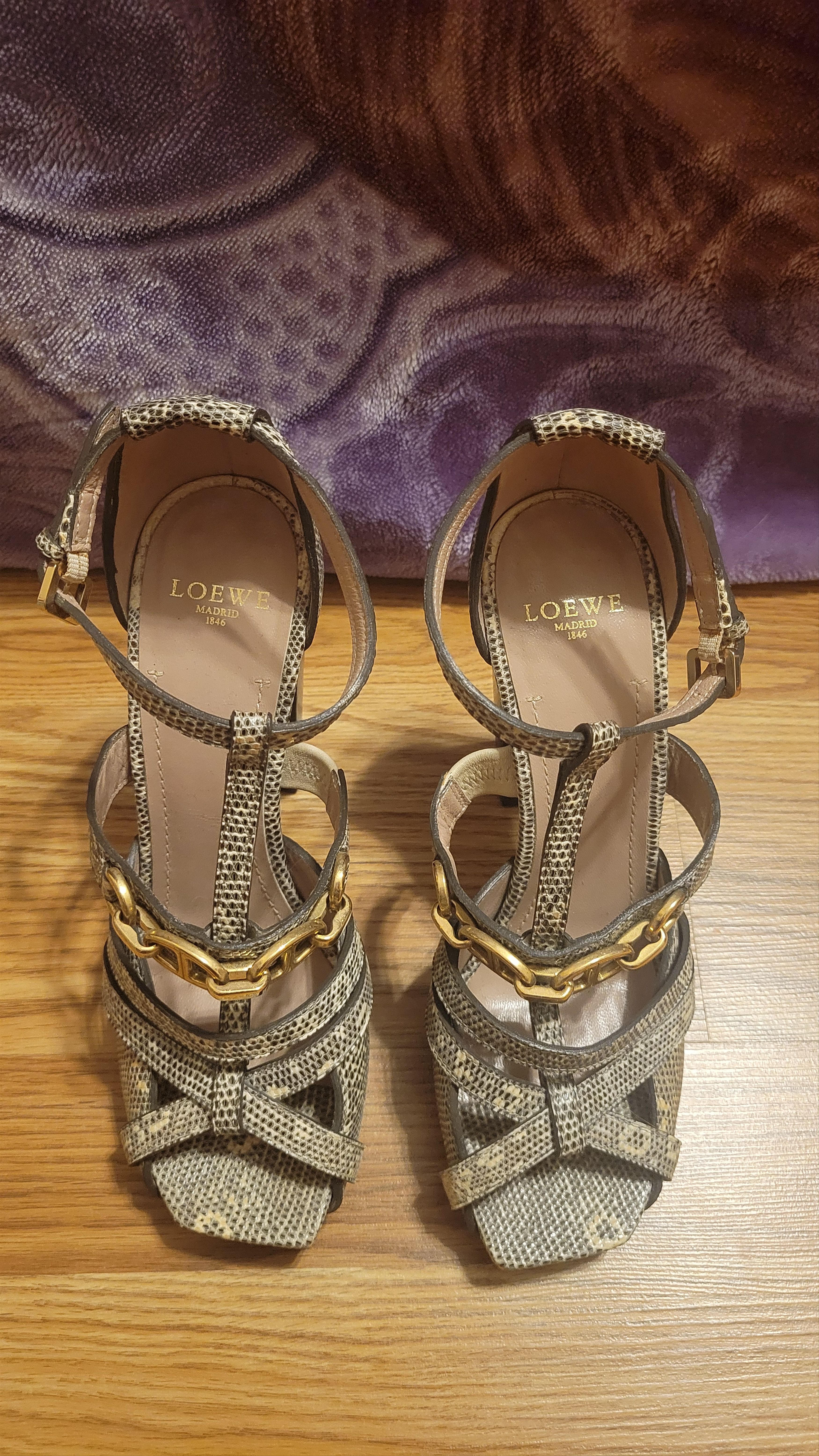 Loewe LOEWE Lizard Skin Heels with Brass Hardware Size US 9 / IT 39 - 2 Thumbnail
