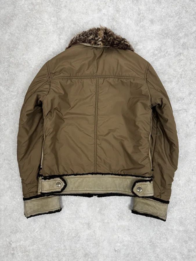 Dolce & Gabbana 2000s Dolce & Gabbana Olive Green Nylon Lambskin Leather Jacket Size XS / US 0-2 / IT 36-38 - 4 Thumbnail