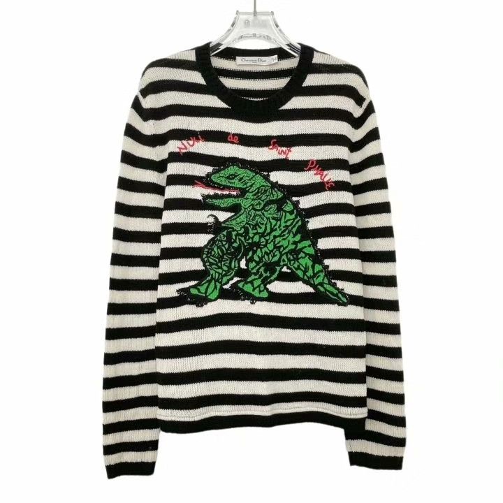 Dior Dior Striped Dragon Embroidery Knit Sweater Size XXS / US 00 / IT 34 - 1 Thumbnail