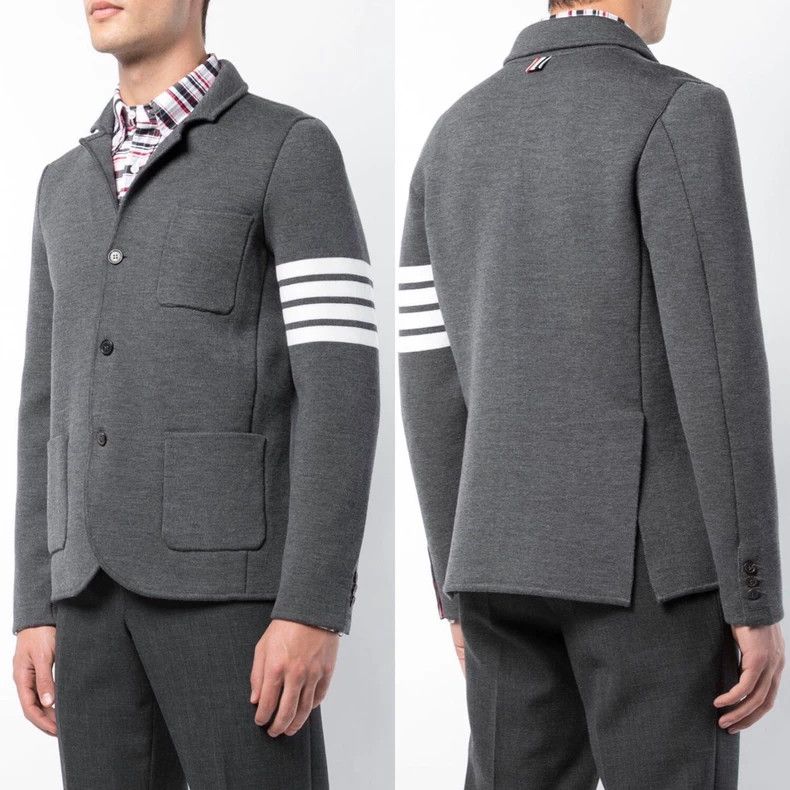 Thom Browne Thom Browne Medium grey four-barrel wool knit jacket Size US M / EU 48-50 / 2 - 8 Thumbnail