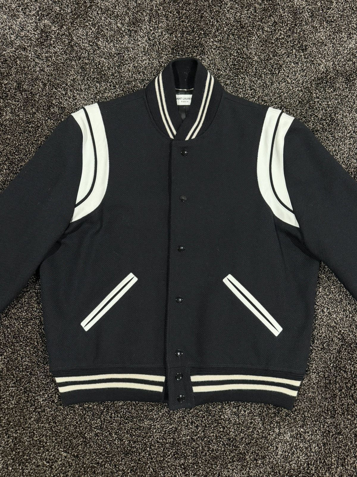 Saint Laurent Paris Saint Laurent Paris 2017 Teddy Varsity Black Jacket Size US L / EU 52-54 / 3 - 4 Thumbnail