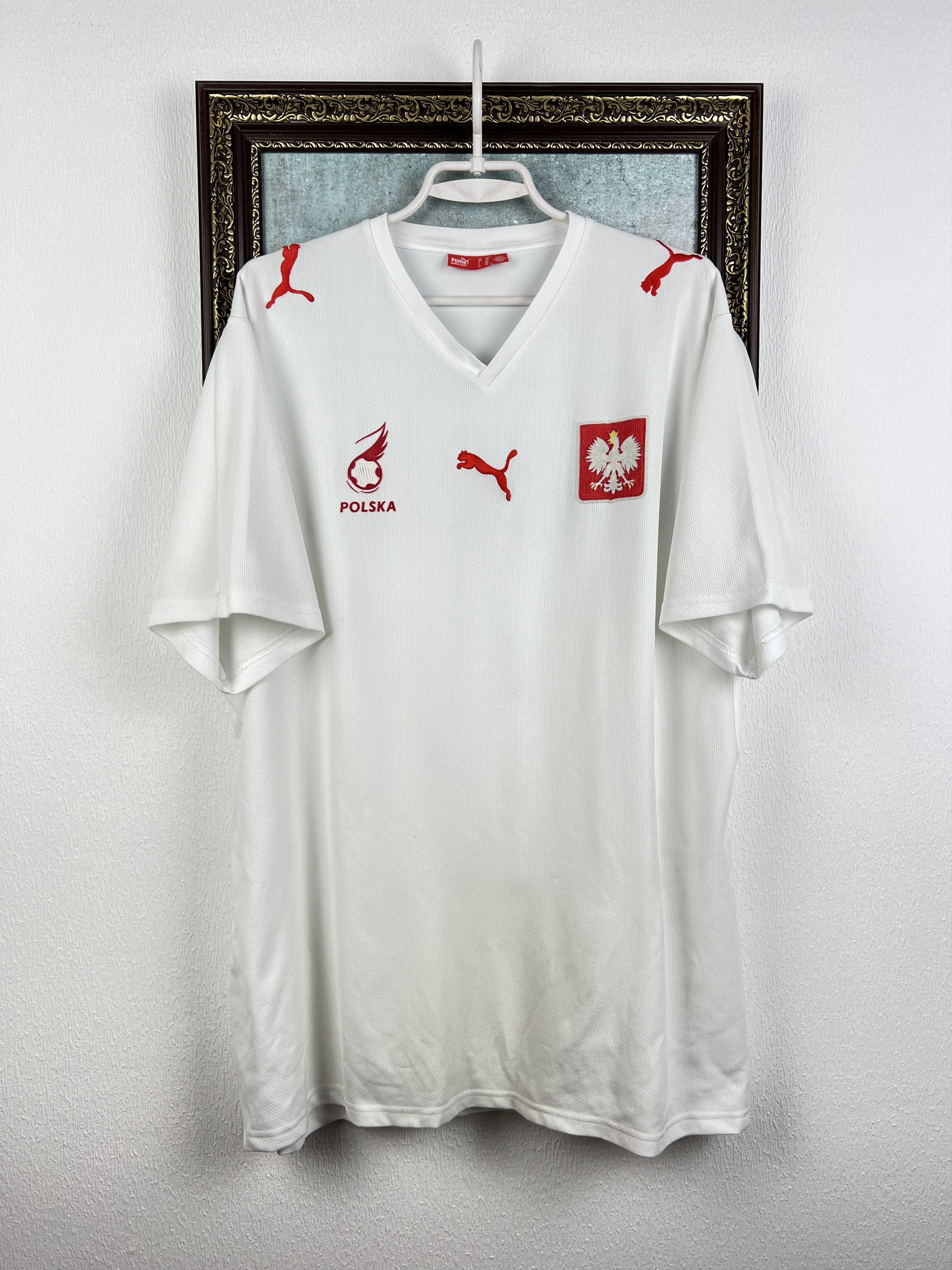 Puma Poland Home football shirt 2008 Soccer White Jersey Trikot Size US XXL / EU 58 / 5 - 1 Thumbnail