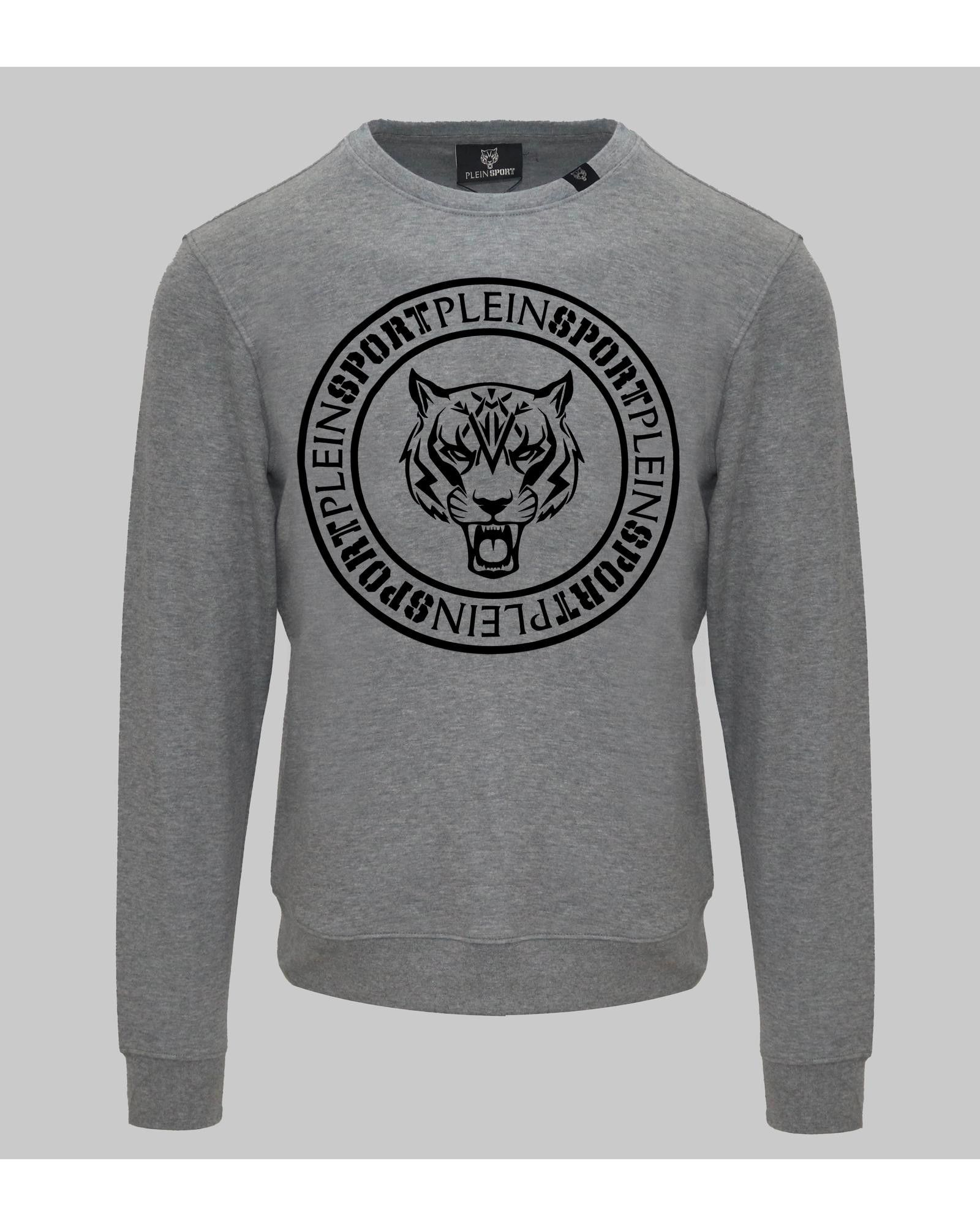 image of Philipp Plein Cotton Blend Solid Color Sweatshirt in Grey, Men's (Size 2XL)