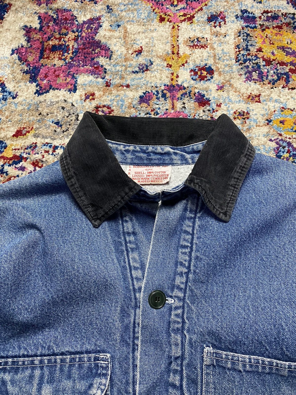 Barker × Vintage Bob Barker Co Inc 90s Denim Blanket Lined Chore Coat Size US L / EU 52-54 / 3 - 4 Thumbnail