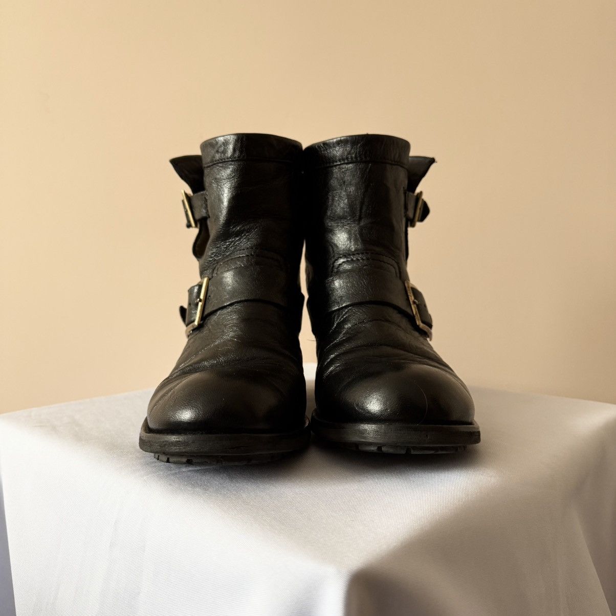 Jimmy Choo Jimmy Choo Black Leather Buckle Biker Moto Boots Frye Style Size US 8 / IT 38 - 2 Thumbnail