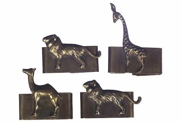 Designer Brass Safari Napkin Holders, S/4 Size ONE SIZE - 5 Thumbnail