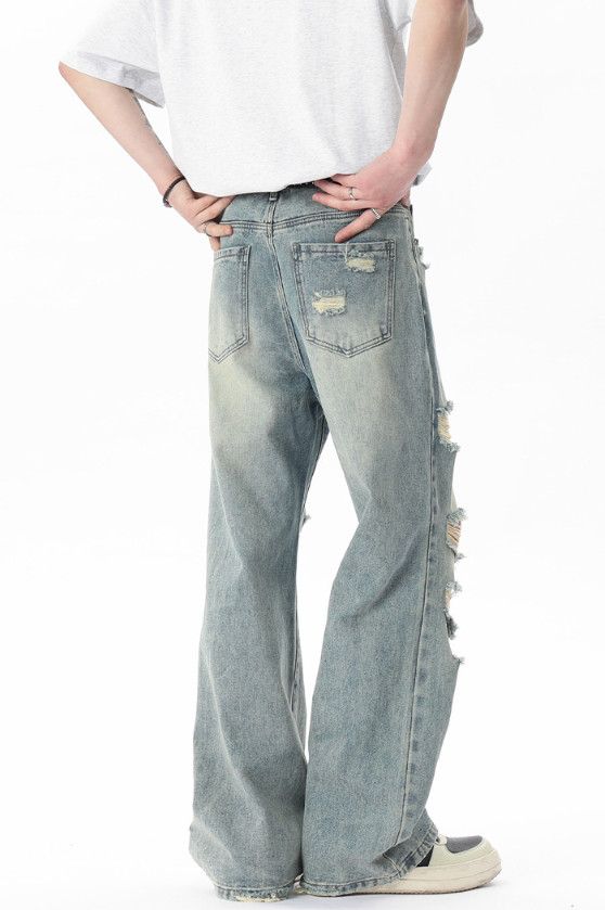 Vintage Men's Trendy American-Style Loose-Fit Distressed Jeans Size US 32 / EU 48 - 5 Thumbnail