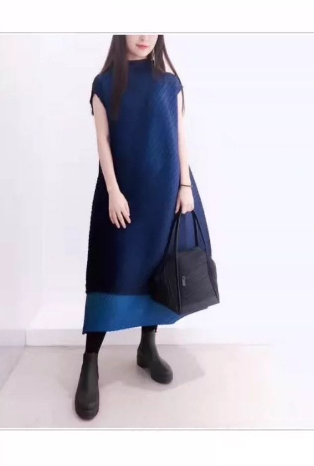Issey Miyake Issey Miyake size:3 Dark blue twill spring pleated silhoue Size M / US 6-8 / IT 42-44 - 4 Thumbnail