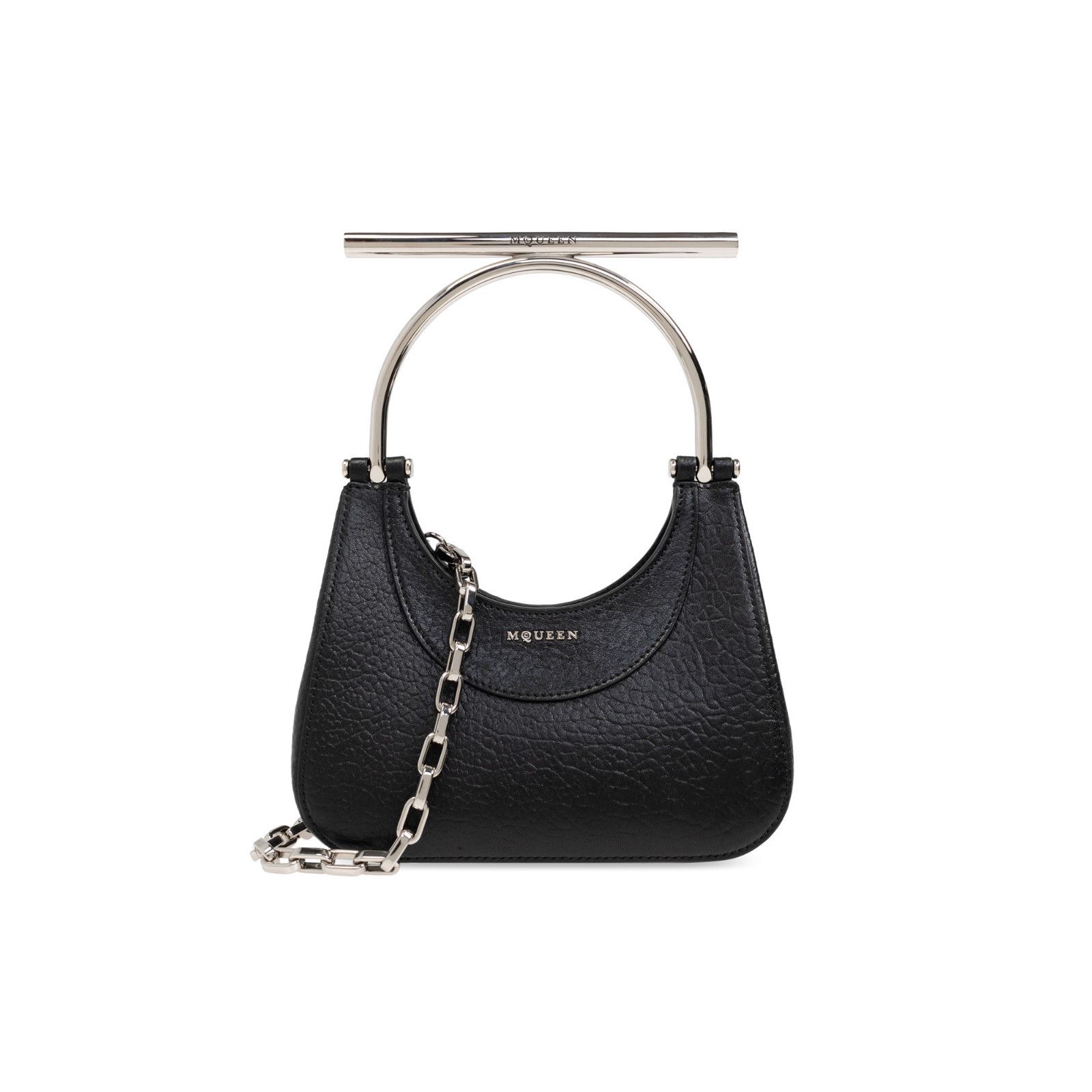 ALEXANDER MCQUEEN Metal Black Leather Shoulder Bag New And A