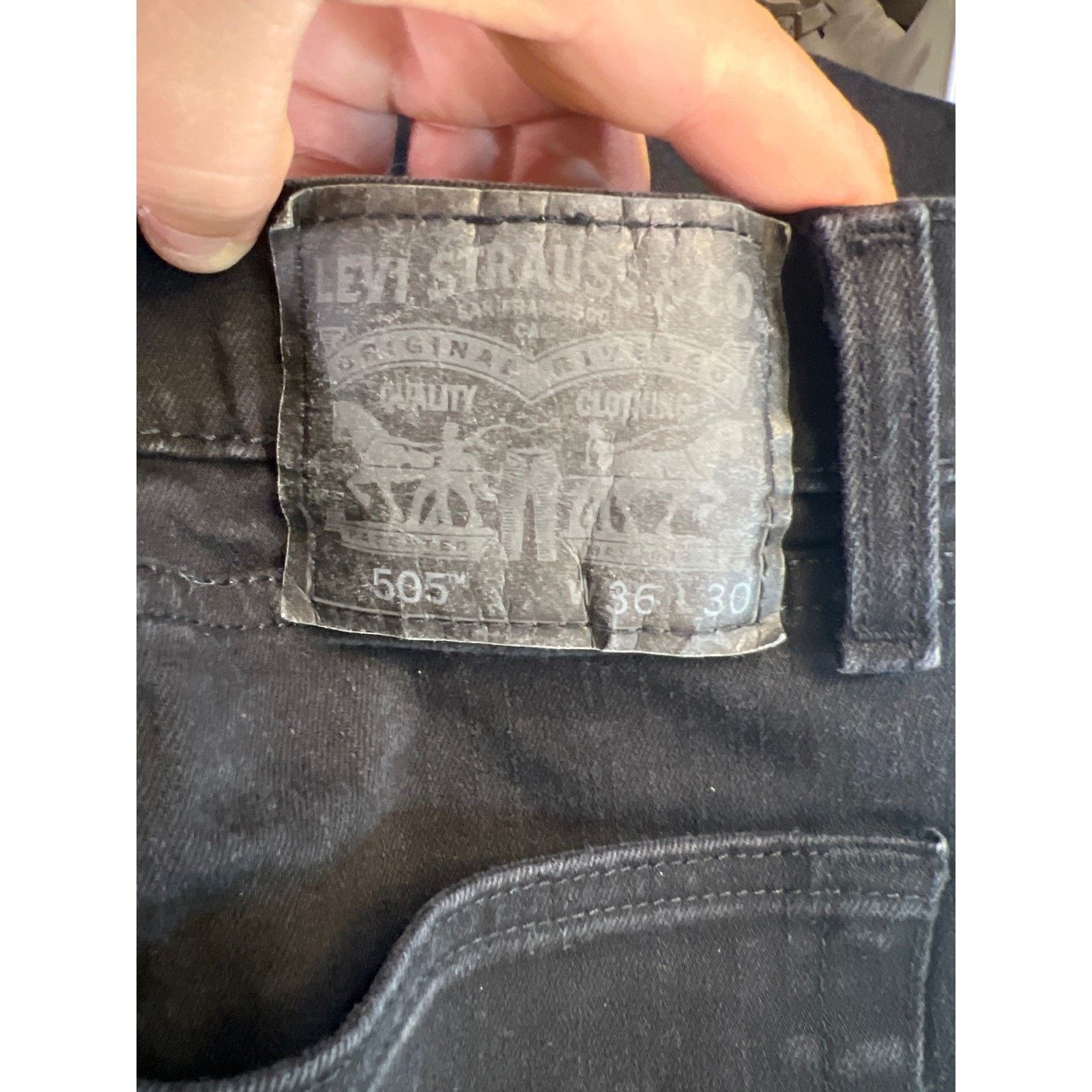 Levi's Levis 505 Regular Fit Straight Leg Black Jeans Mens 36x30 Size US 36 / EU 52 - 6 Thumbnail