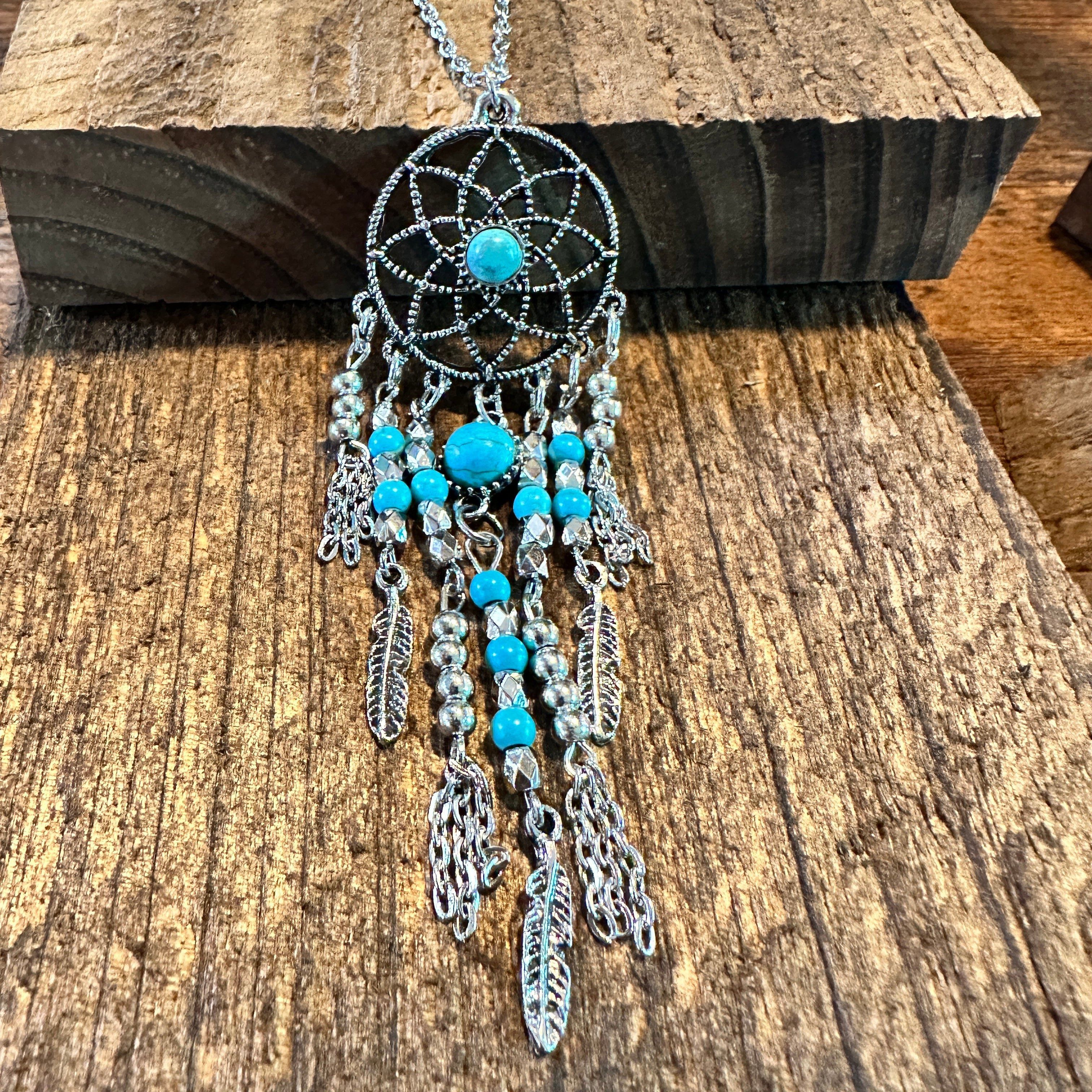 Other Turquoise Dream Catcher Tassel Necklace - Bohemian Native Am Size ONE SIZE - 3 Thumbnail