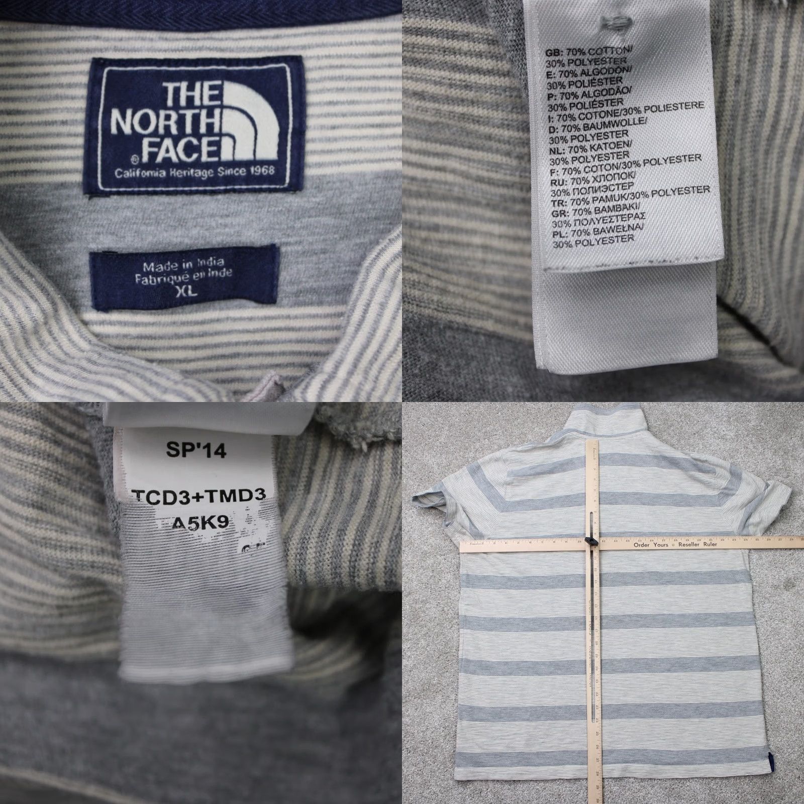 The North Face The North Face Polo Shirt Mens XL Gray/Blue Striped 100% Cotton Short Sleeve TNF Size US XL / EU 56 / 4 - 8 Thumbnail