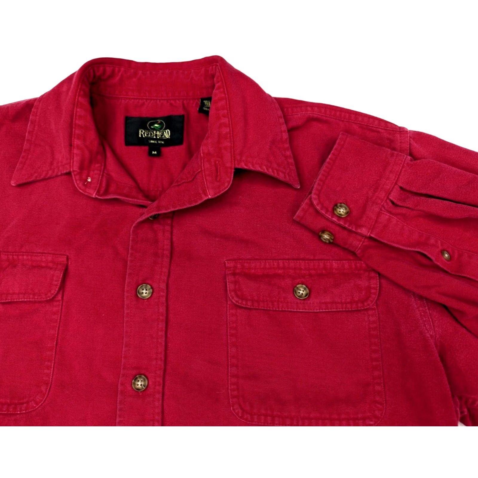 Vintage Vintage RedHead Shirt Adult Medium Red Chamois Flannel Outdoor Button Up Mens Size US M / EU 48-50 / 2 - 2 Thumbnail