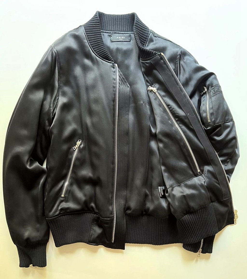 Amiri Amiri Black Silk Bomber Jacket Size US M / EU 48-50 / 2 - 6 Thumbnail