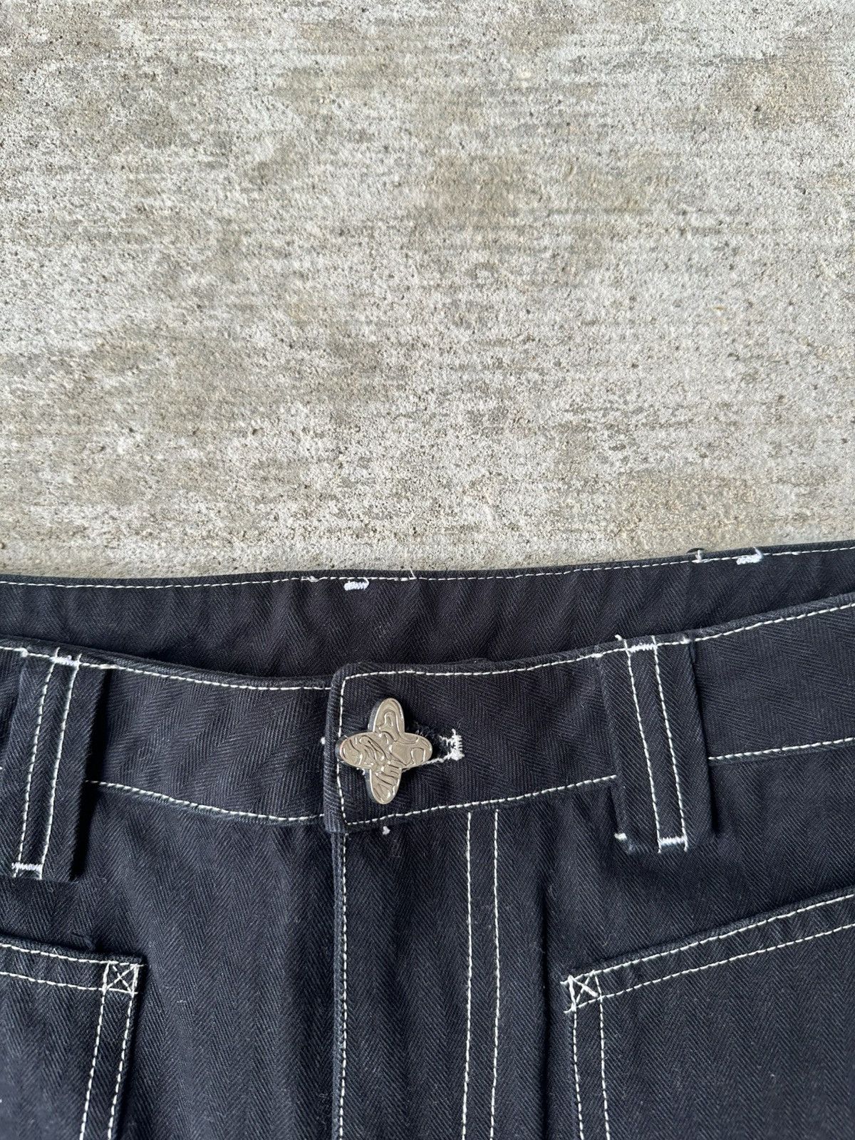 Other Black Contrast Stitch Double Knee Pants Size US 32 / EU 48 - 4 Thumbnail