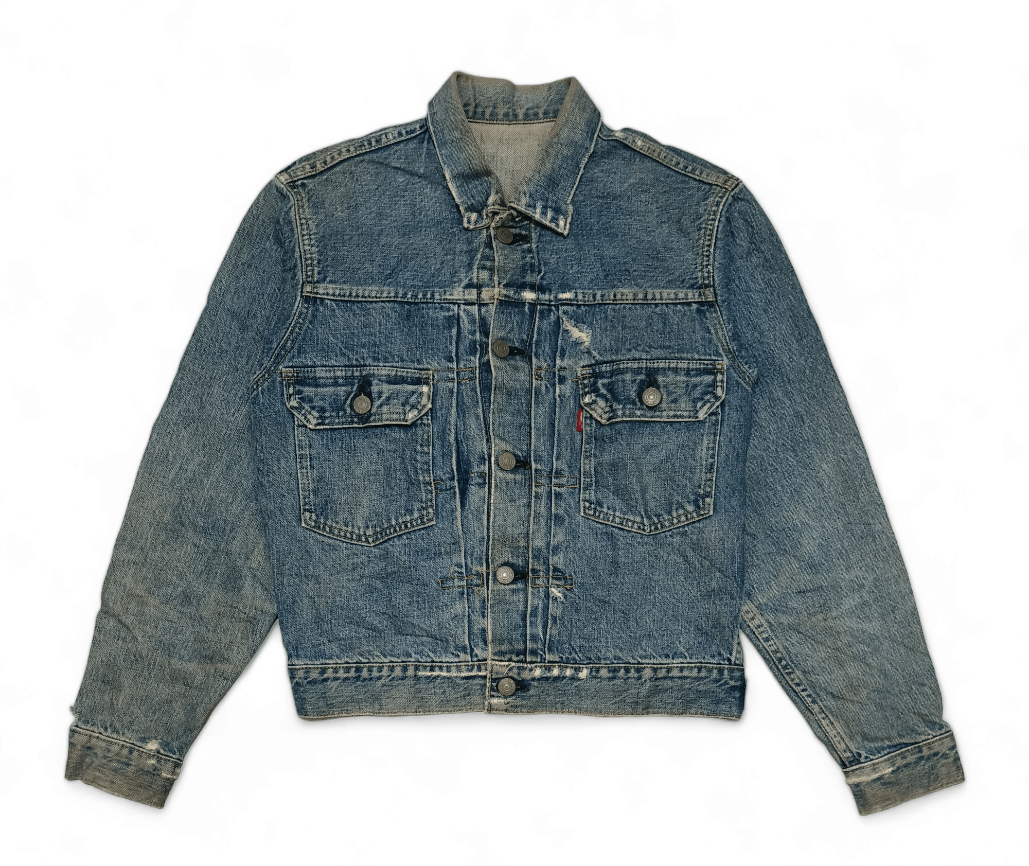 Vintage Vintage Levi's Type 2 Big E Ripped J02 Denim Jean Jacket 