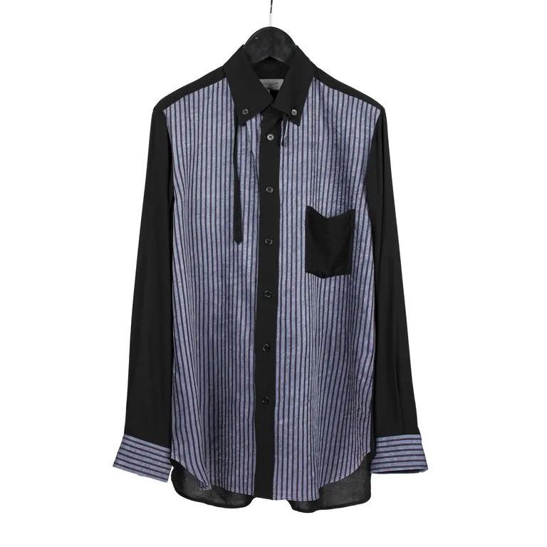 Yohji Yamamoto Yohji Yamamoto Pour Home AW21 Plain/Stripe Loop Collar Shirt Size US L / EU 52-54 / 3 - 1 Thumbnail