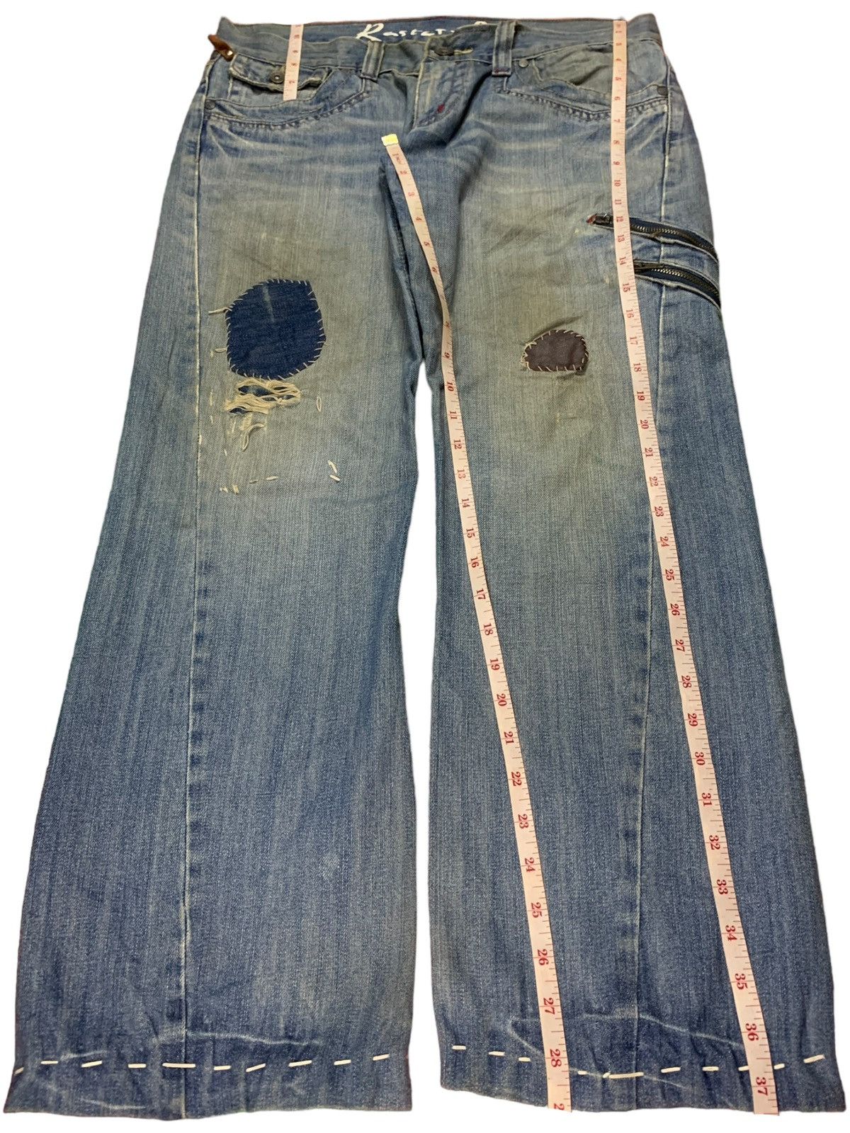 Japanese Brand SALES🔥Vintage Japanese Brand Mud Wash Patched Baggy Jeans Size US 35 - 11 Thumbnail