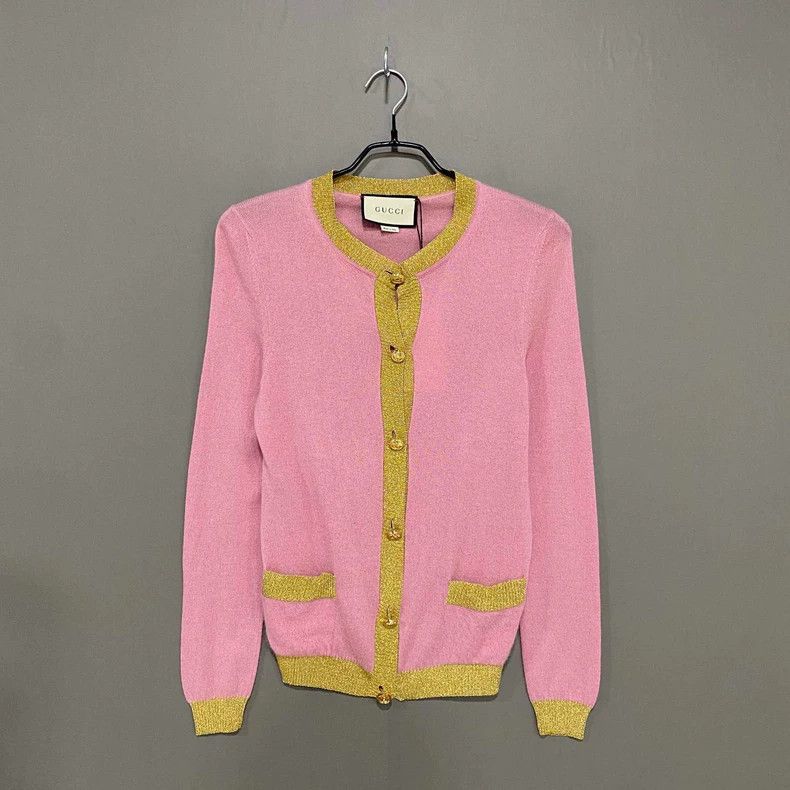 Gucci Gucci Pink gold-bordered gold-buttoned cardigan jacket Size XS / US 0-2 / IT 36-38 - 1 Thumbnail