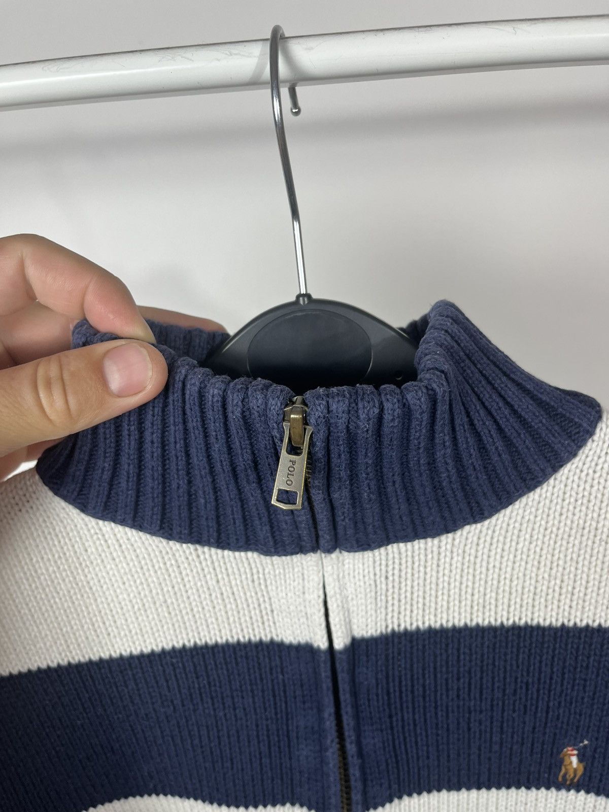 Polo Ralph Lauren Polo Ralph Lauren Striped Quarter Knit Sweater Navy White Size US S / EU 44-46 / 1 - 7 Thumbnail