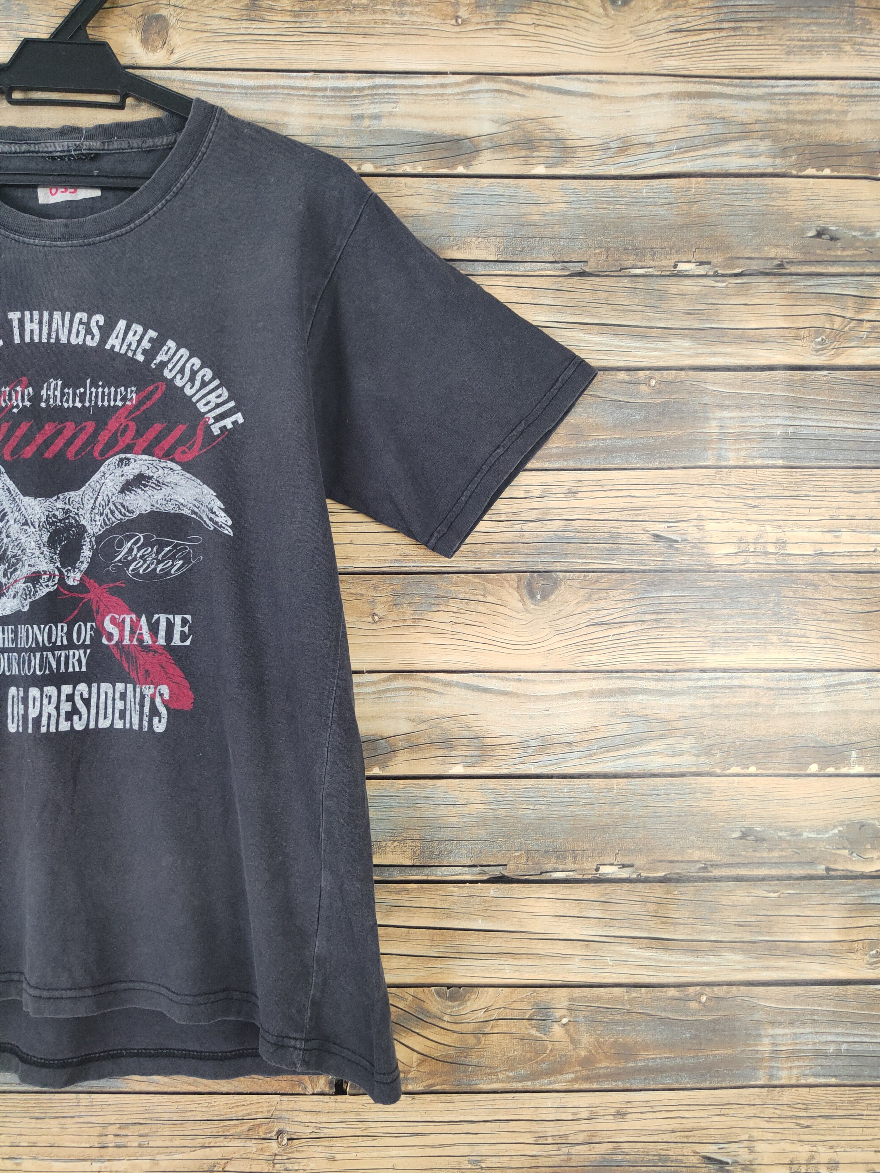 Japanese Brand DL columbus Black Faded Short Sleeve T-shirt #635 Size US M / EU 48-50 / 2 - 6 Thumbnail