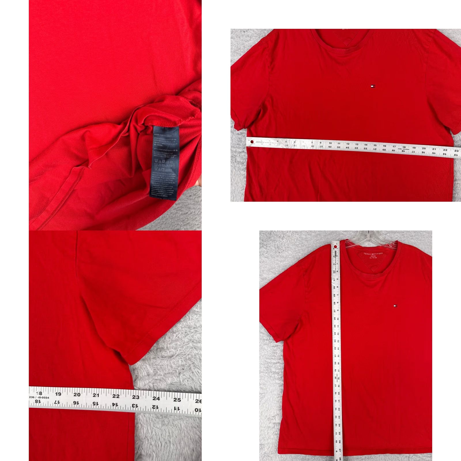 Tommy Hilfiger VINTAGE Tommy Hilfiger Shirt Adult XL Red Short Sleeve Crew Neck 100% Cotton Logo Men Size US XL / EU 56 / 4 - 8 Thumbnail