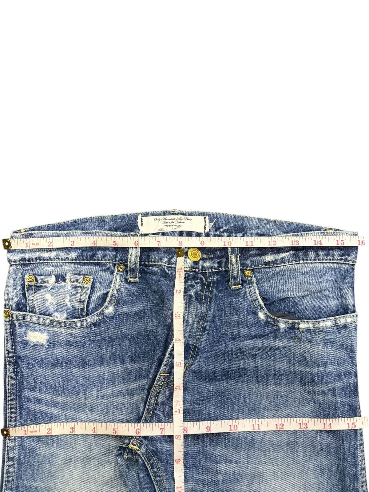 Edwin Vintage Japanese Rna Buckle Back Distressed Jeans Size 31" - 6 Thumbnail