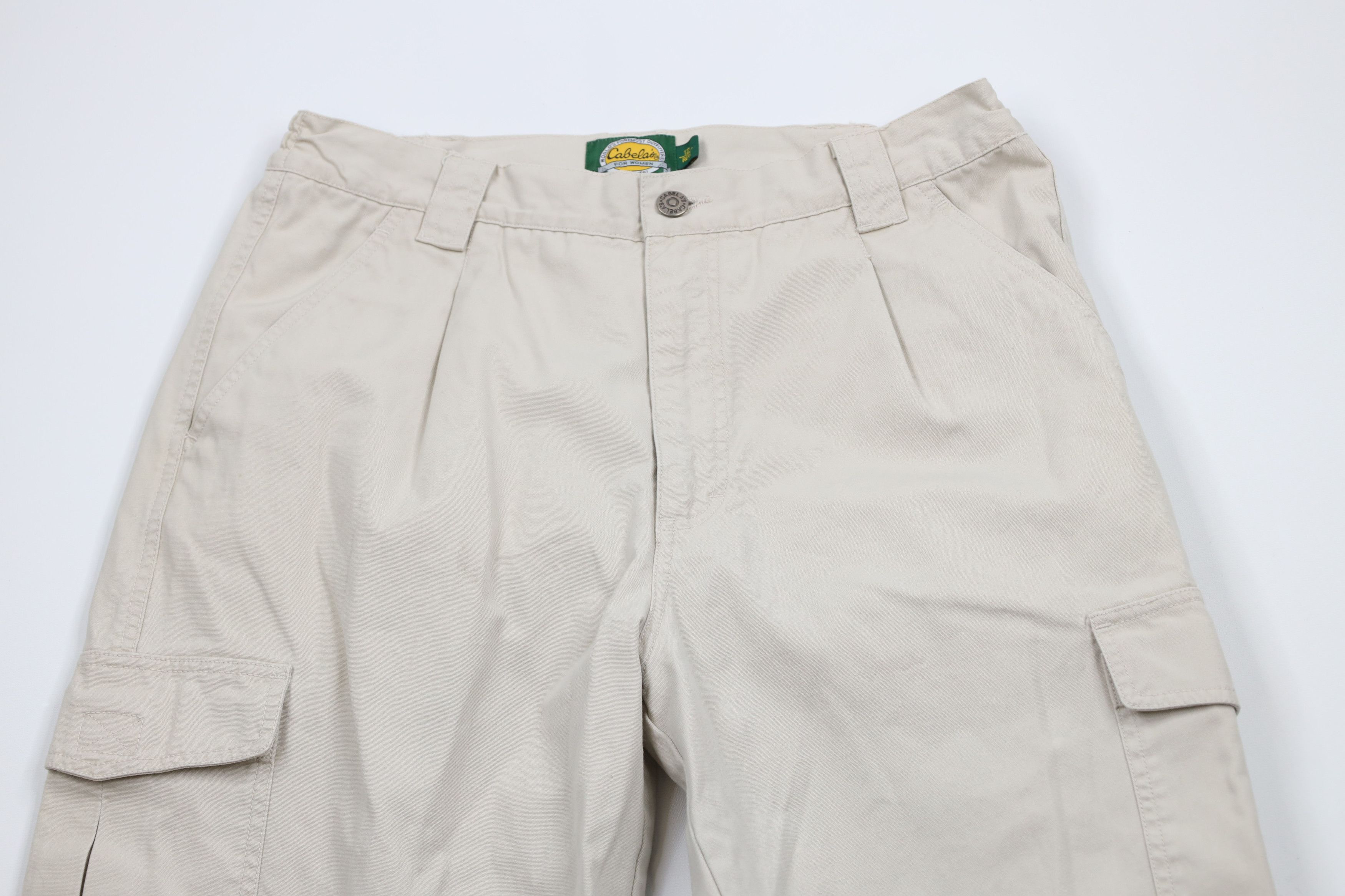 Cabelas × Vintage Vintage 90s Cabelas Wide Leg Double Knee Cargo Pants Beige Size 34" / US 12 / IT 48 - 2 Thumbnail