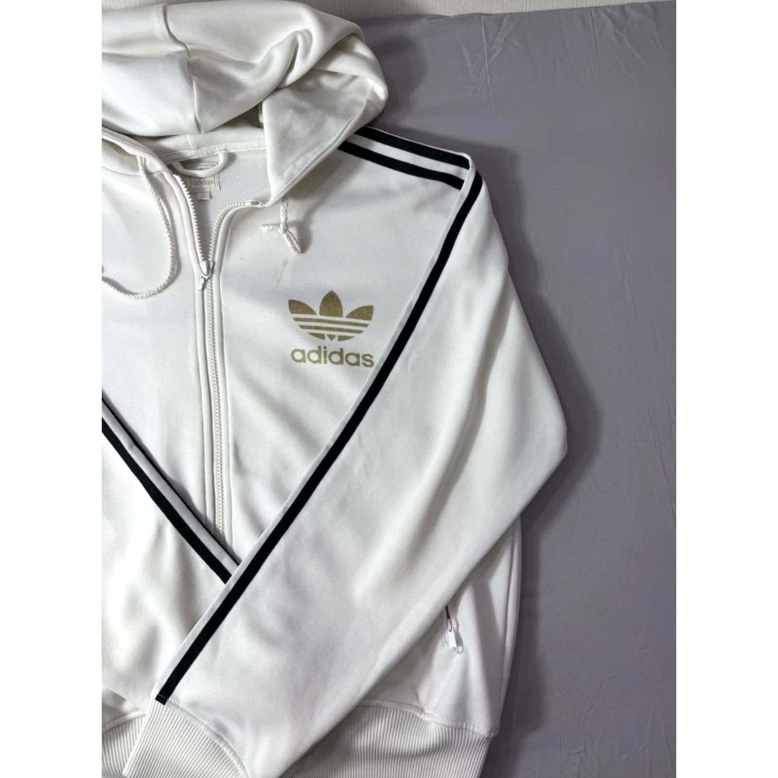 Adidas Adidas Originals White Zip Hoodie Mens Large Trefoil Logo Full Zip Jacket Size US L / EU 52-54 / 3 - 4 Thumbnail