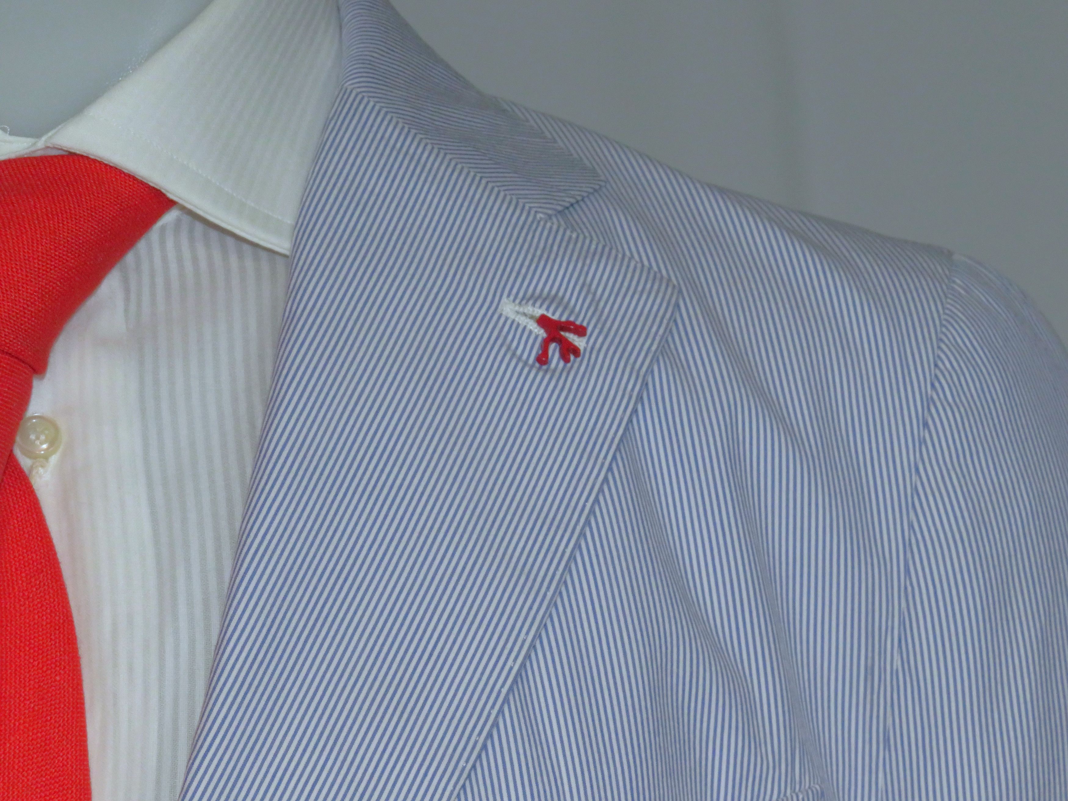 Isaia Sailor Seersucker Blue Stripe Current Three/Two Blazer 42R Size 42R - 4 Thumbnail