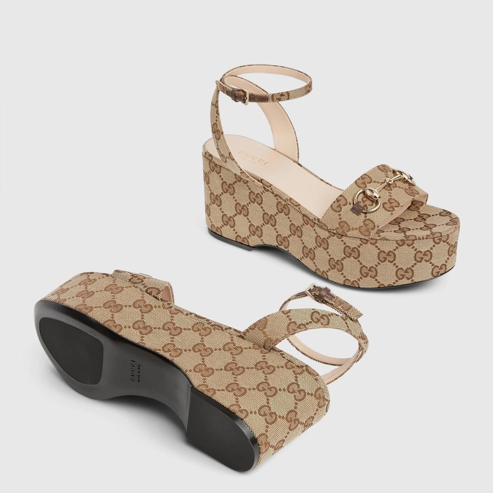 Gucci Gucci Horsebit GG Platform Sandals Size US 7.5 / IT 37.5 - 4 Thumbnail