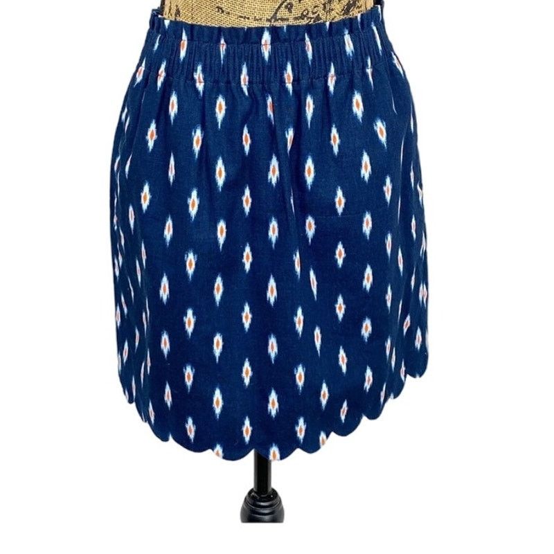 J.Crew J.Crew Blue Ikat Linen Blend Sidewalk Skirt, Women's Size 12 Size 34" / US 12 / IT 48 - 5 Thumbnail