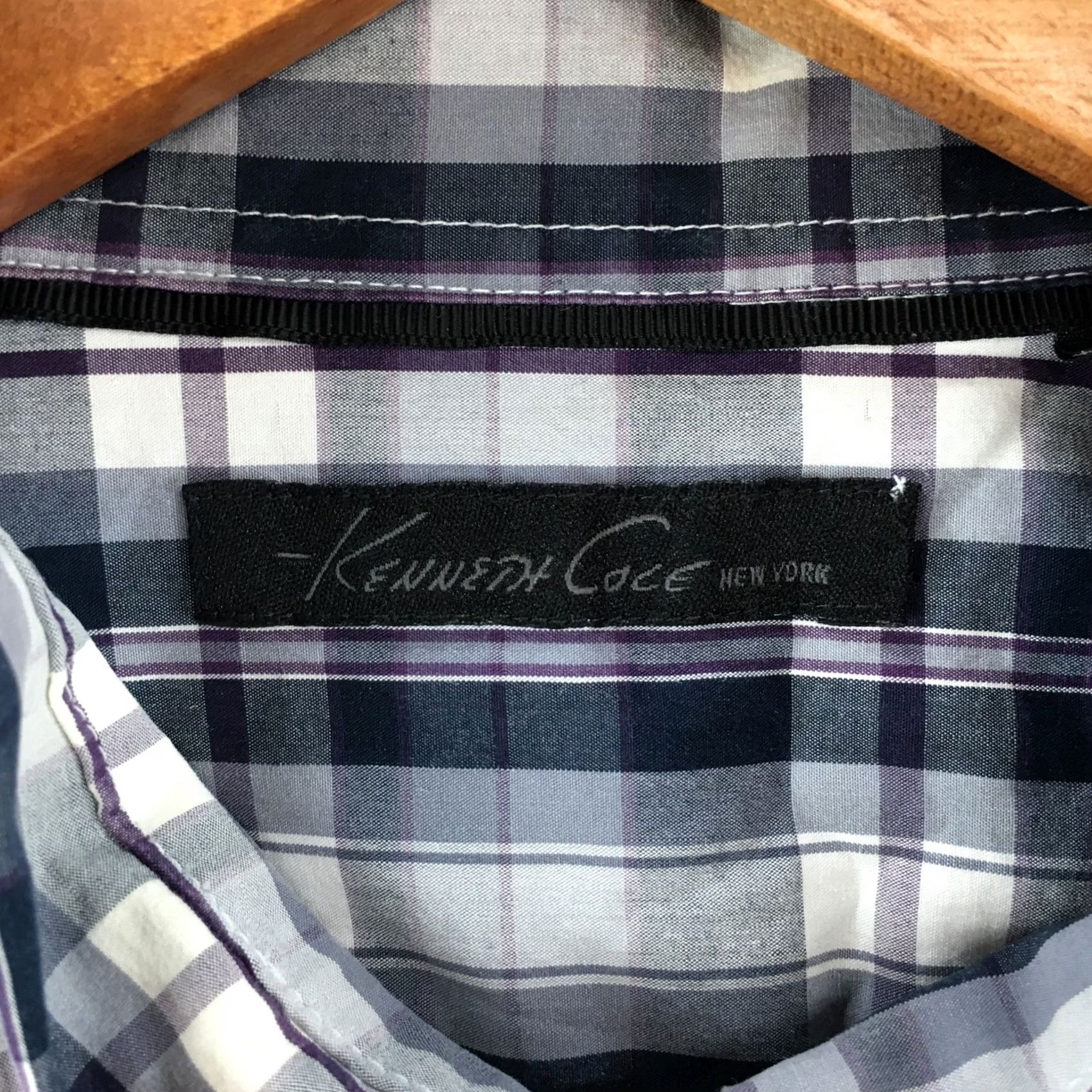 Kenneth Cole KENNETH COLE Button Up Casual Shirt Mens Large Blue Plaid Cotton Long Sleeve Size US L / EU 52-54 / 3 - 6 Thumbnail