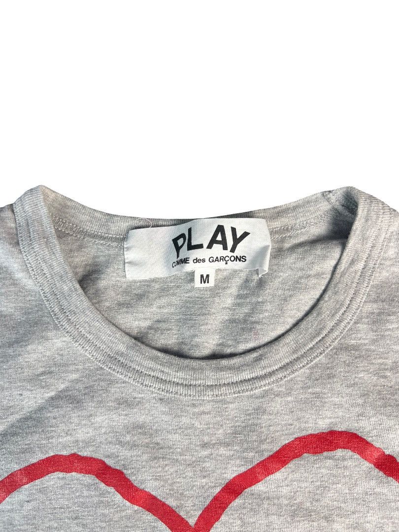 Comme des Garcons COMME des GARÇONS PLAY Grey Red Outline Heart Tee Size M Size US M / EU 48-50 / 2 - 2 Thumbnail