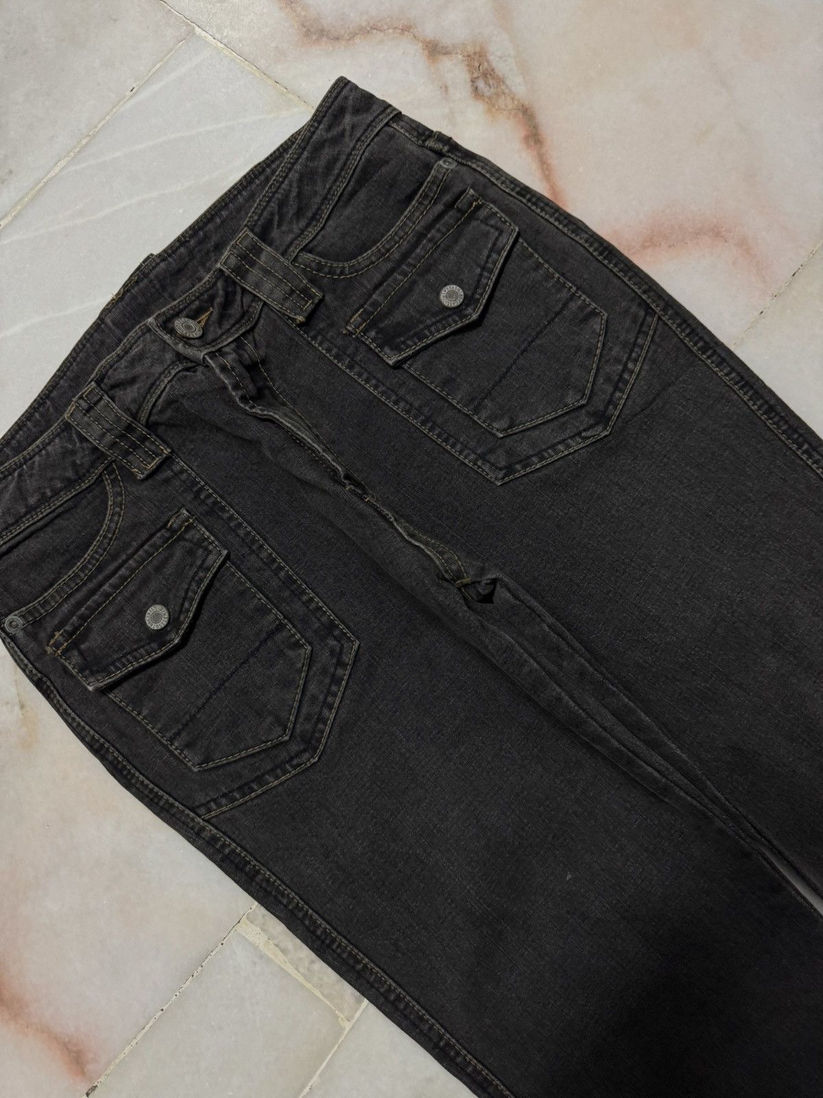 Tornado Mart 💥BELL BOTTOM BUSHPANTS KAPITAL STYLE BLACK JEANS Size US 28 / EU 44 - 4 Thumbnail