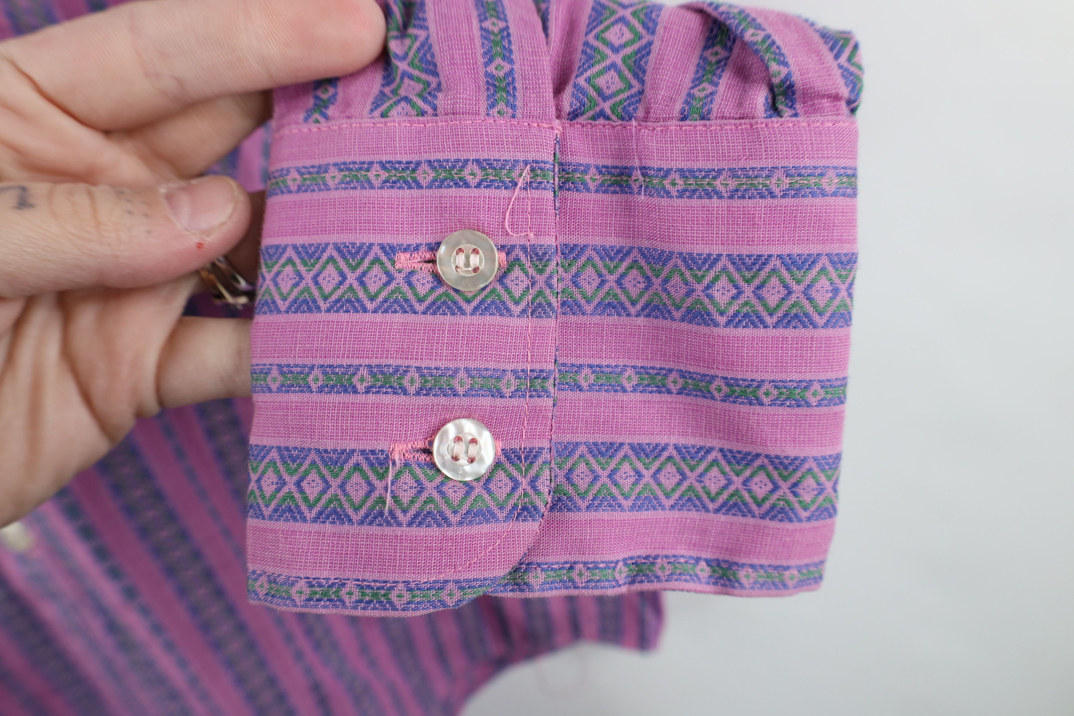 Vintage Vintage 60s Fruit of the Loom Striped Collared Button Shirt Size US L / EU 52-54 / 3 - 4 Thumbnail
