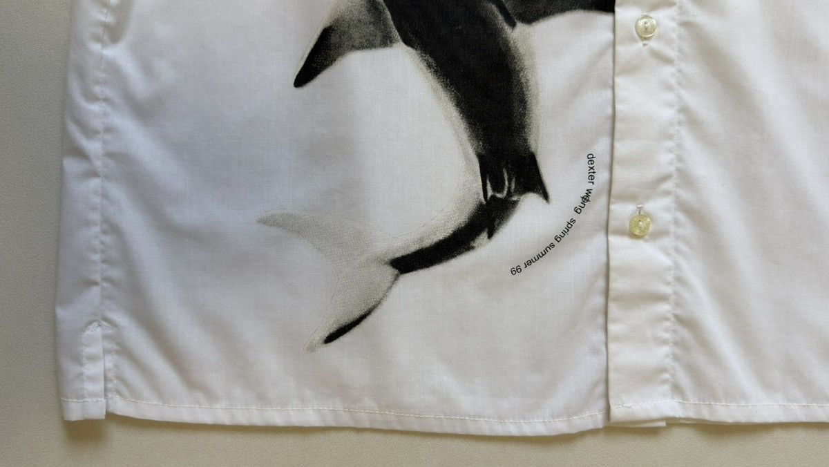 Dexter Wong S/S 1999 ‘Shark’ Print White Shirt Size US M / EU 48-50 / 2 - 9 Thumbnail