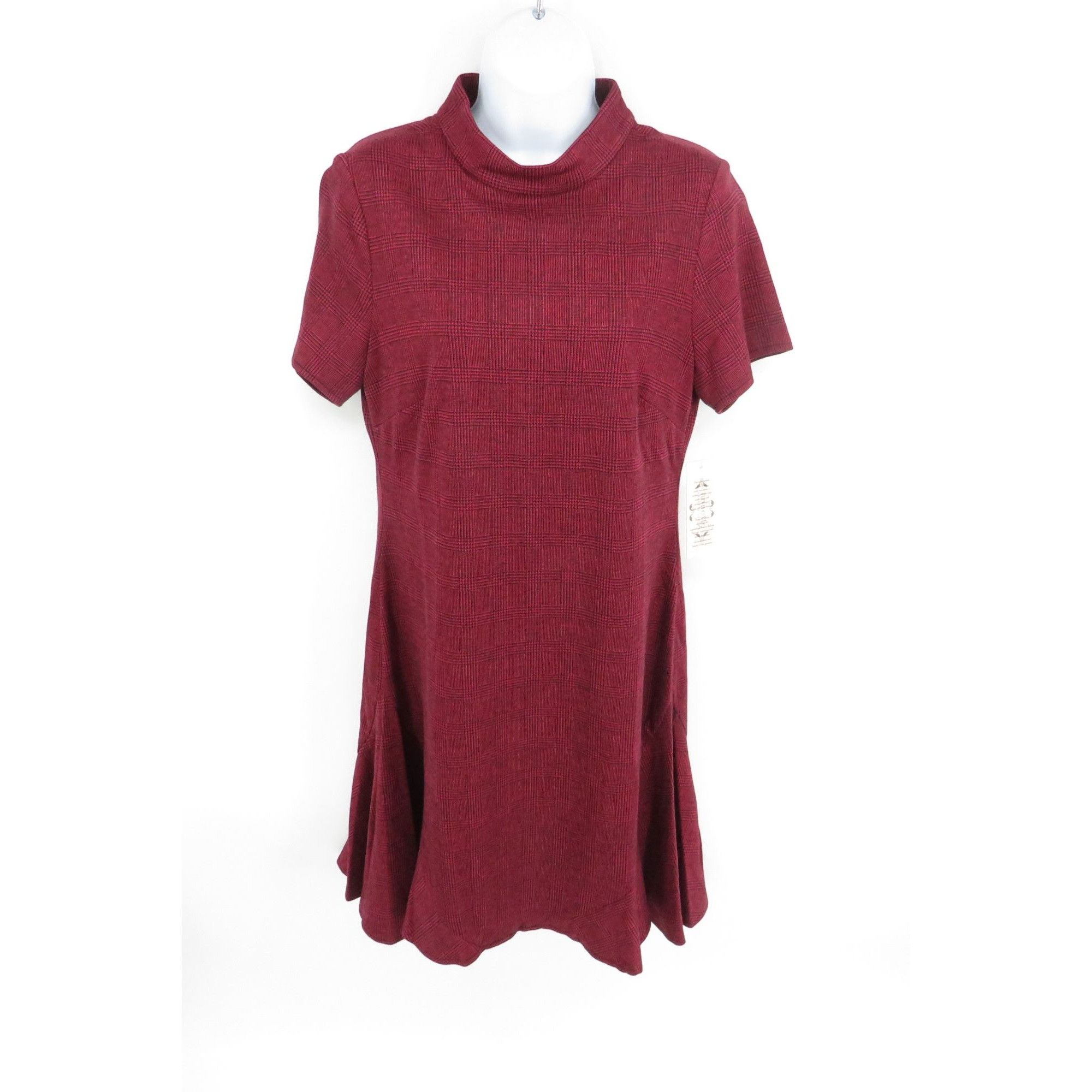 Other Nanette Burgundy Plaid Short Sleeve Mock Neck A-Line Dress S Size M / US 6-8 / IT 42-44 - 1 Thumbnail