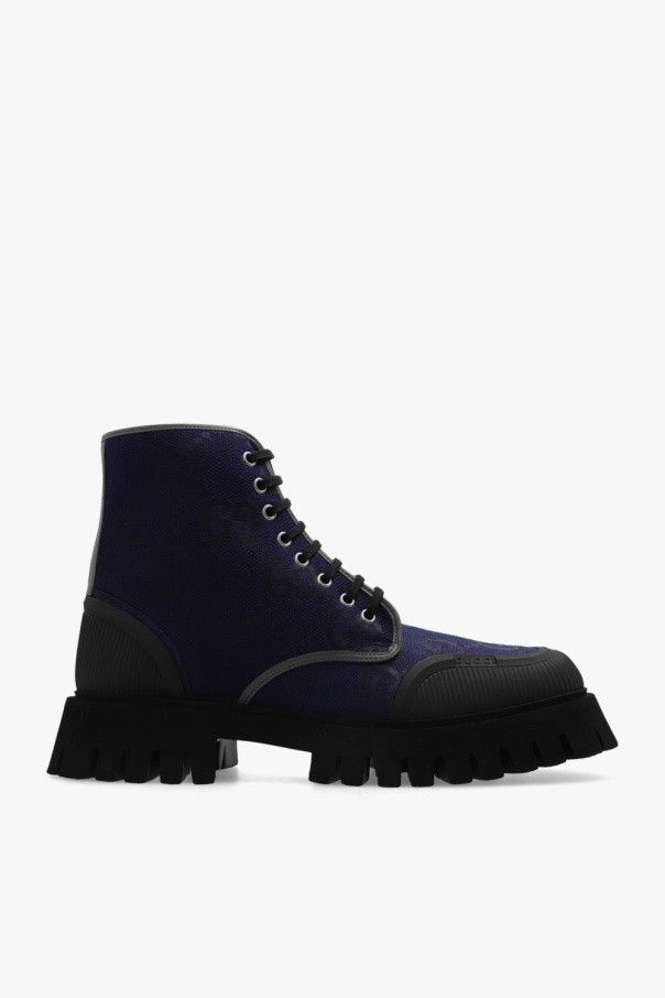 GUCCI NAVY Monogram BLUE ANKLE BOOTS