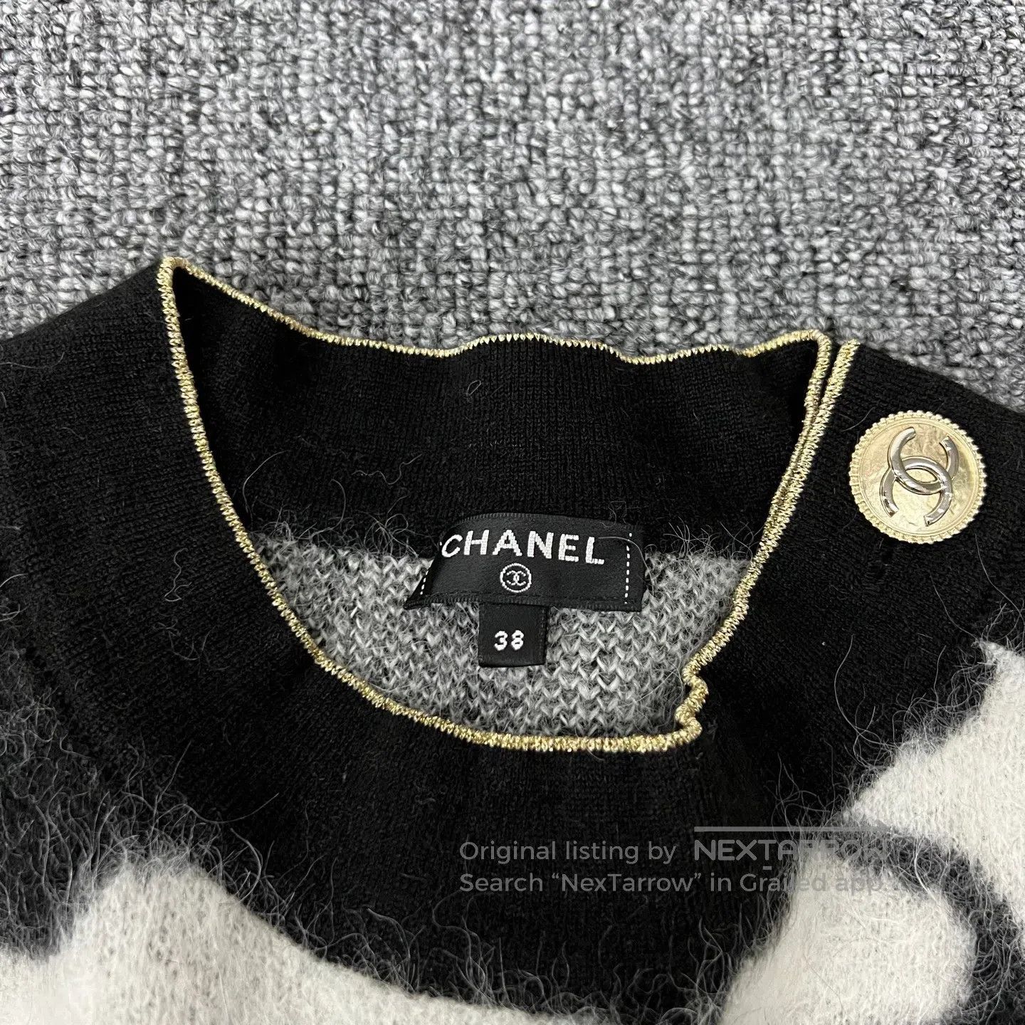Chanel Chanel Black and white pattern; gold buttons; horsehair wo Size M / US 6-8 / IT 42-44 - 5 Thumbnail