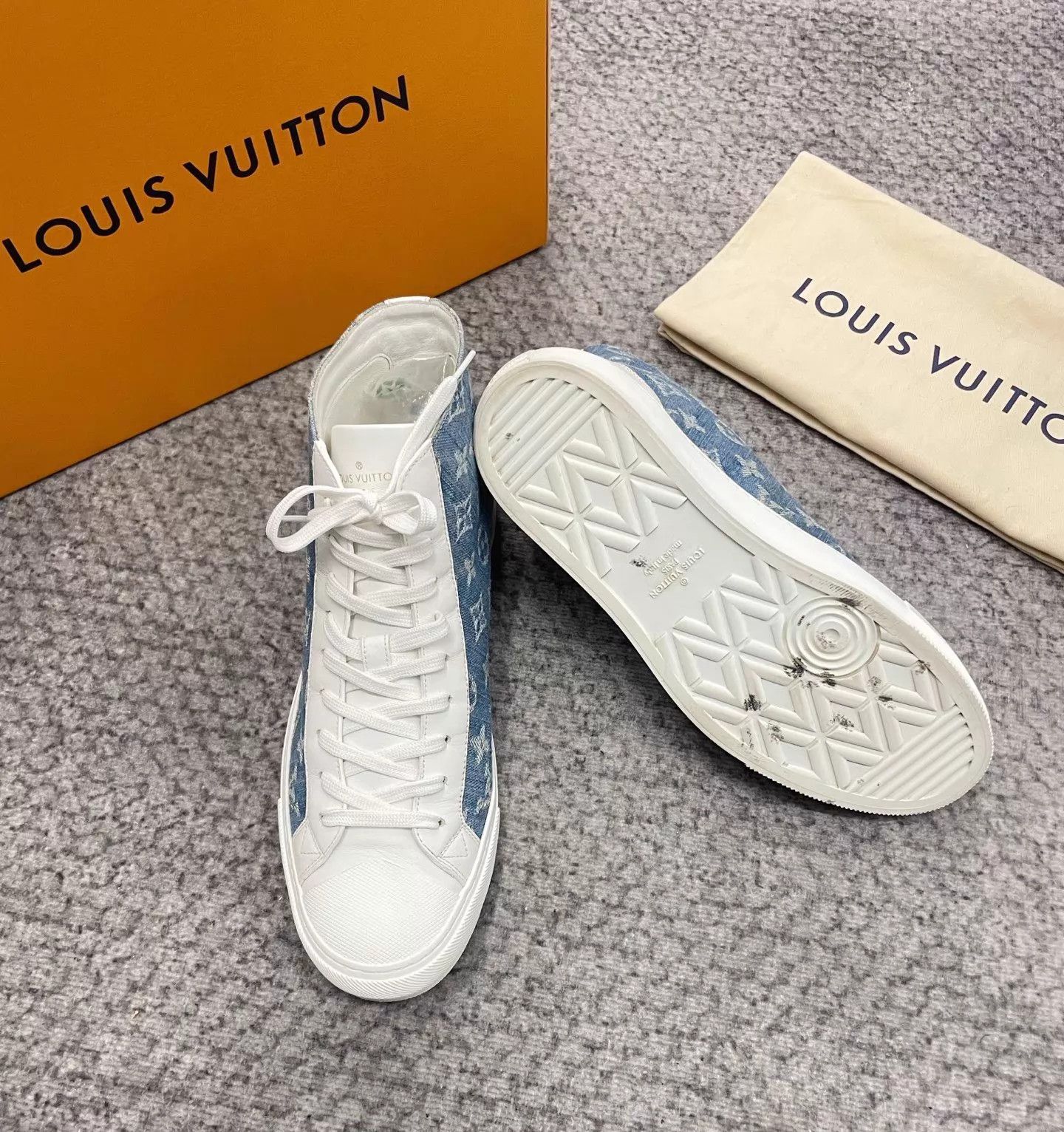Louis Vuitton LV High-Top Color Blocked Blue Denim Sneaker US 7.5 Size US 7.5 / EU 40-41 - 5 Thumbnail