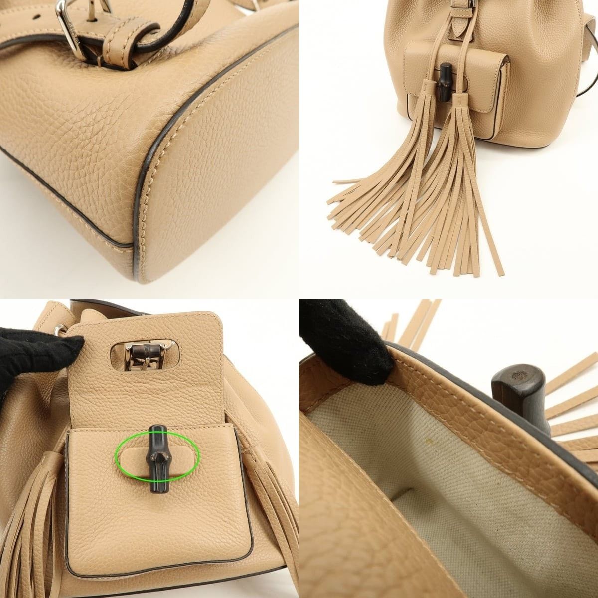 Gucci Gucci Bamboo Tassel Leather Backpack Beige Size ONE SIZE - 5 Thumbnail
