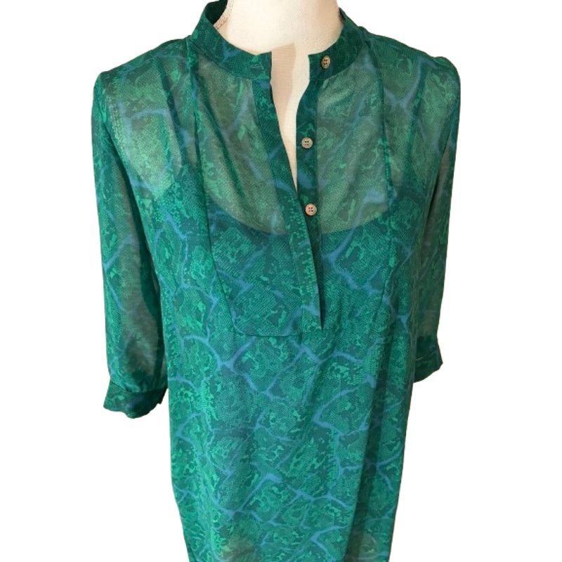 Other NWT Patterson J Kincaid PJK Dress Teal Snakeskin Sheer XS Size XS / US 0-2 / IT 36-38 - 2 Thumbnail